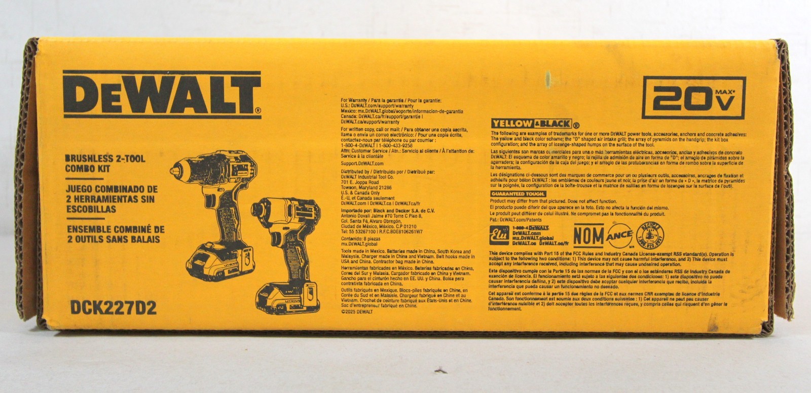 DEWALT DCK227D2 20V MAX 2-Tool Brushless Power Tool Combo Kit 2-Batteries