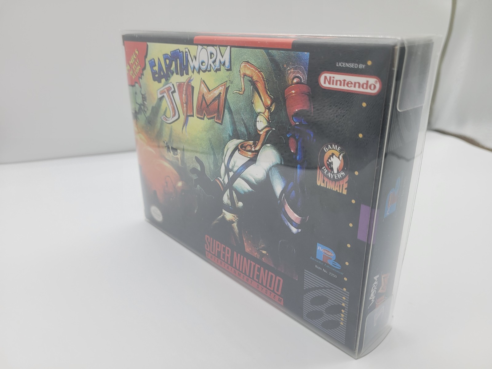 Earthworm Jim Super SNES Box Only Replacemnt Box Inserts + Clear Case
