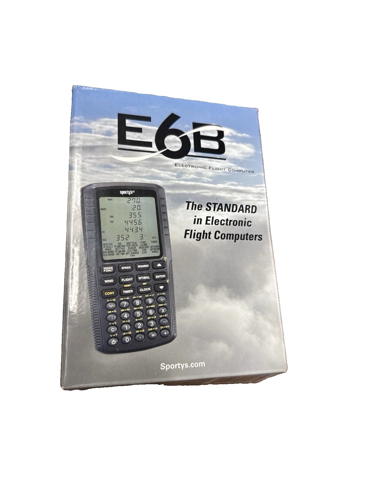 Sporty's E6B Electronic Flight Computer Pilot Aviation Calculator Black 13.18A