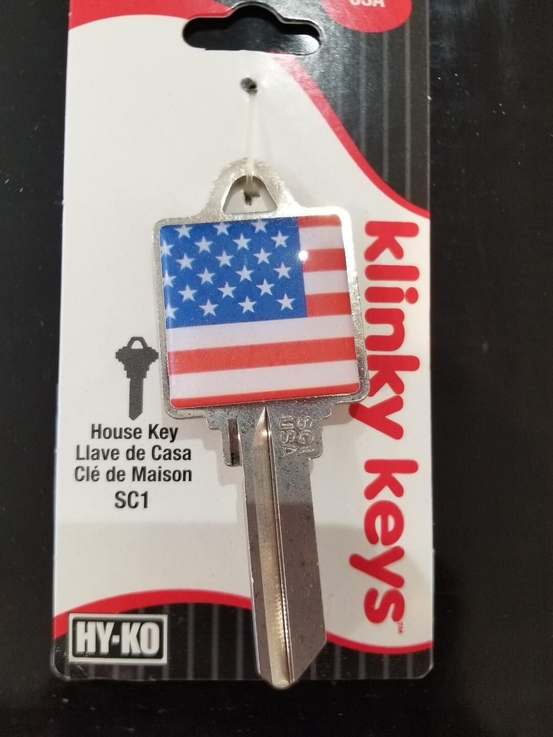 AMERICAN FLAG PRINTED SCHLAGE SC1 KEYBLANK (DISCONTINUED) - READ DETAILS BELOW