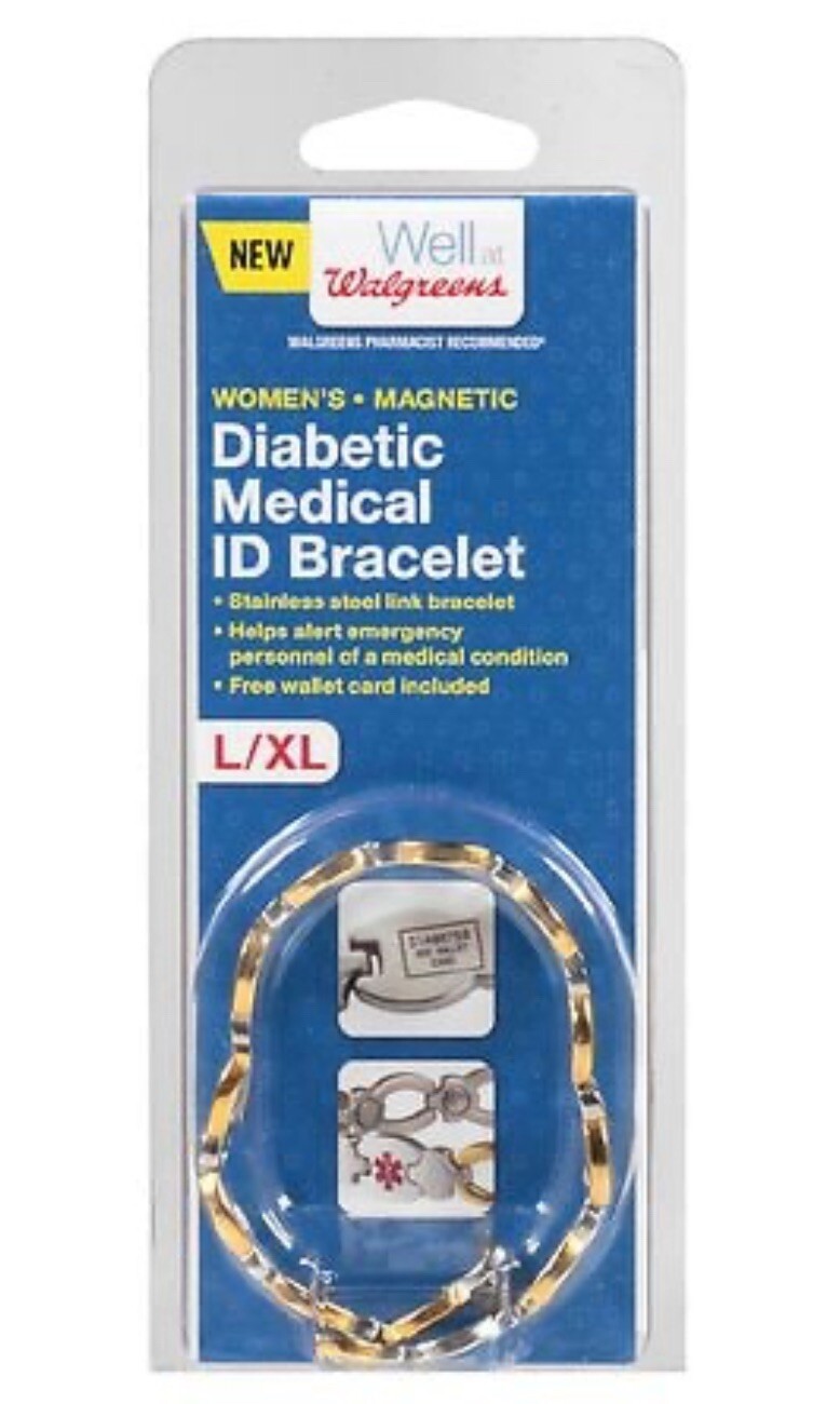 NEW Diabetic Medical ID Bracelet Women’s Link X-large /Large Caduceus Symbol $28
