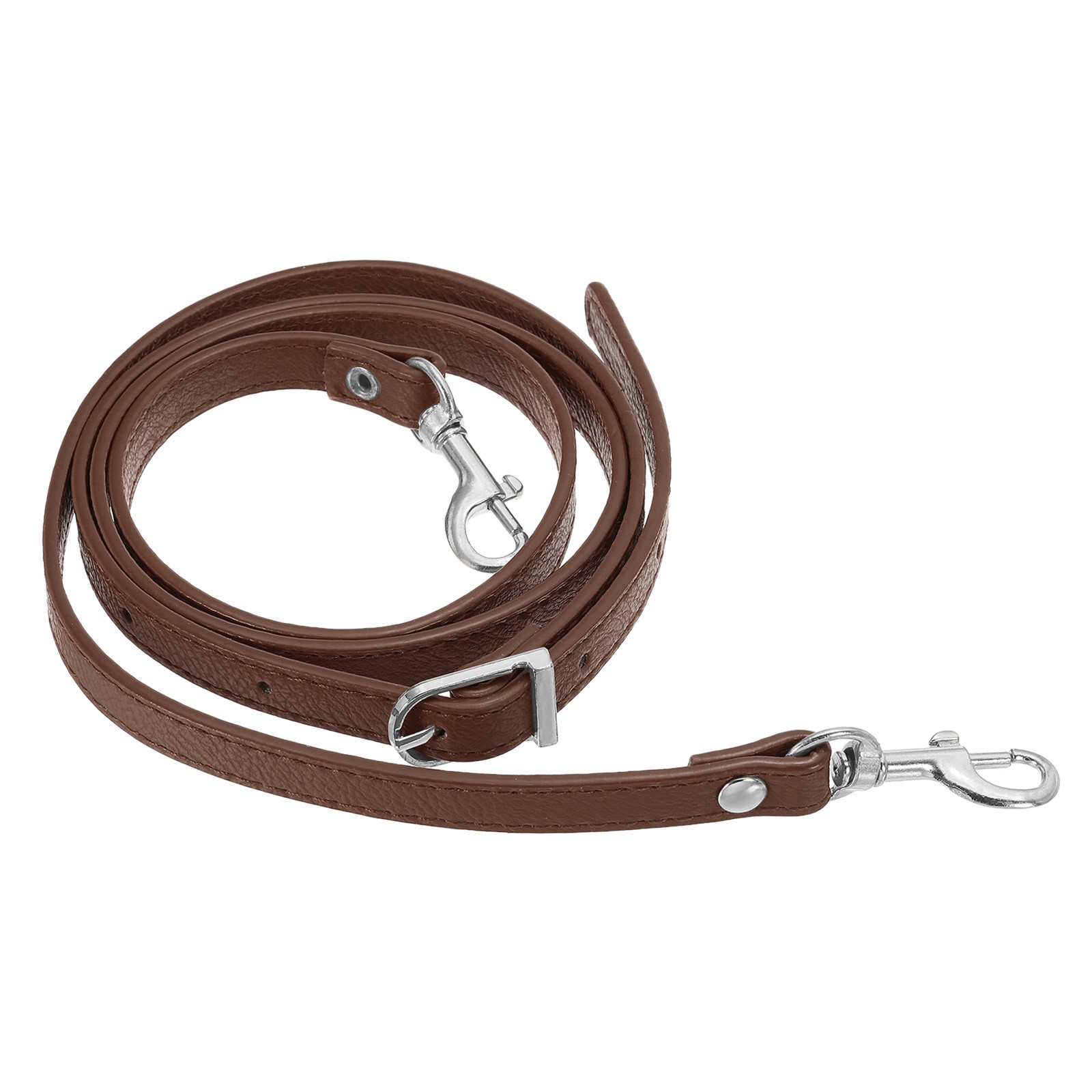47 Inch Adjustable PU Leather Purse Strap with Silver Hardware, Light Brown