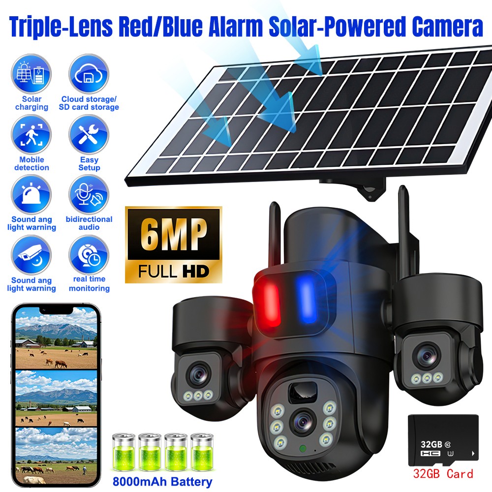 Solar Battery Powered Wireless WiFi Security Camera System Home Outdoor Pan/Tilt