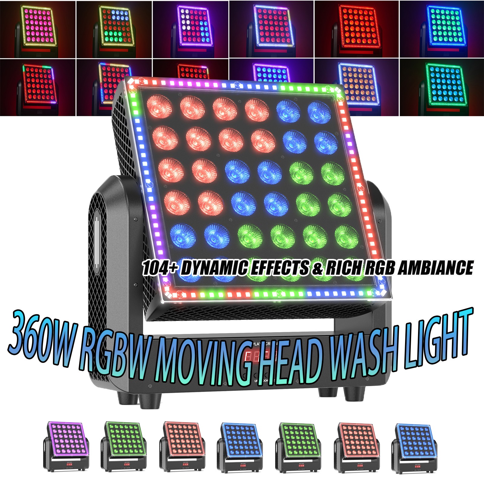 Strobe Effect Light RGBW Moving Head 96 RGB LEDs Sound Control DMX512 Stage Wash