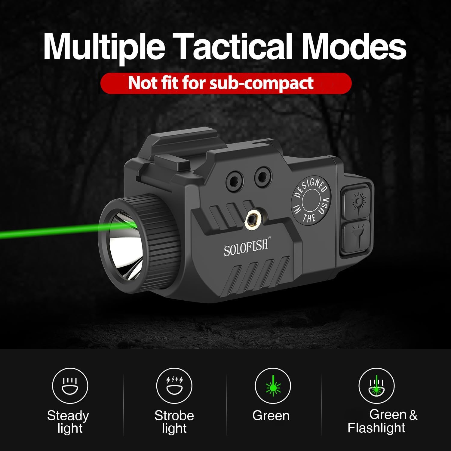 Solofish 800lm Pistol Light Laser Combo with Green
