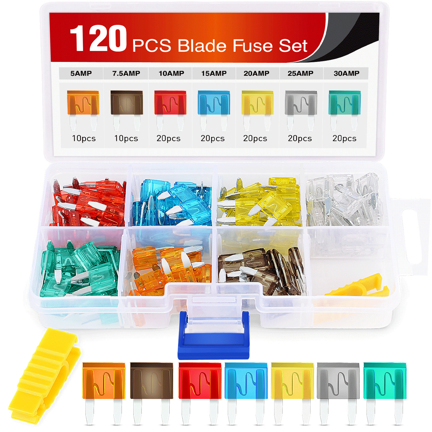Nilight 120Pcs Mini ATM/APM Blade Fuses Assortment Kit