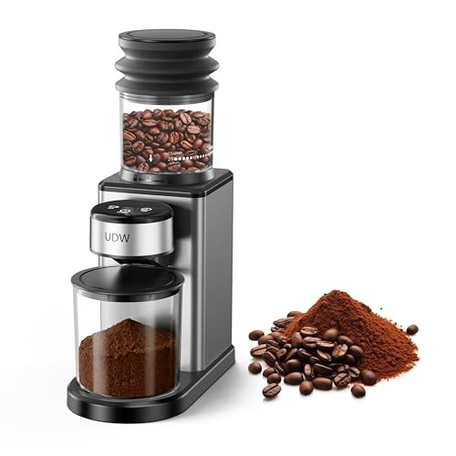 Home Coffee Grinder, Conical Burr Grinder with 25 Settings, 60-Second Timer,