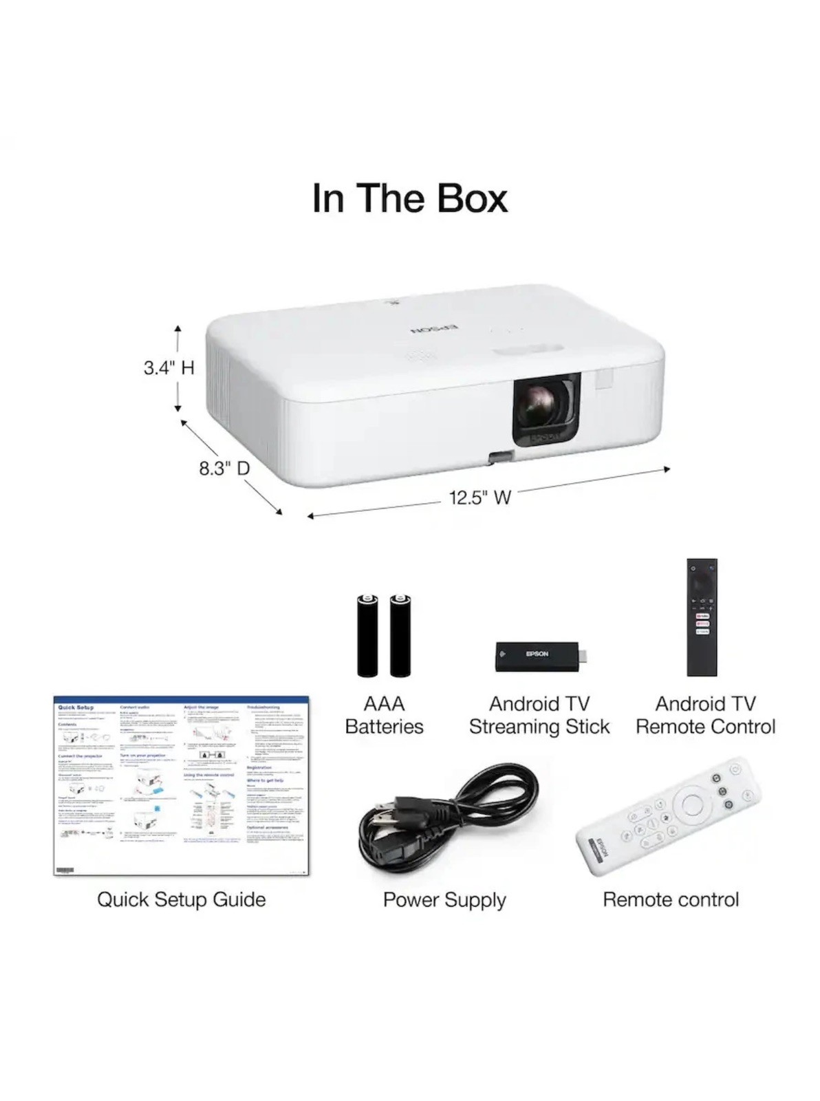 Epson EpiqVision Flex CO-FH02 Full HD 1080p Smart Portable Projector, 3,000