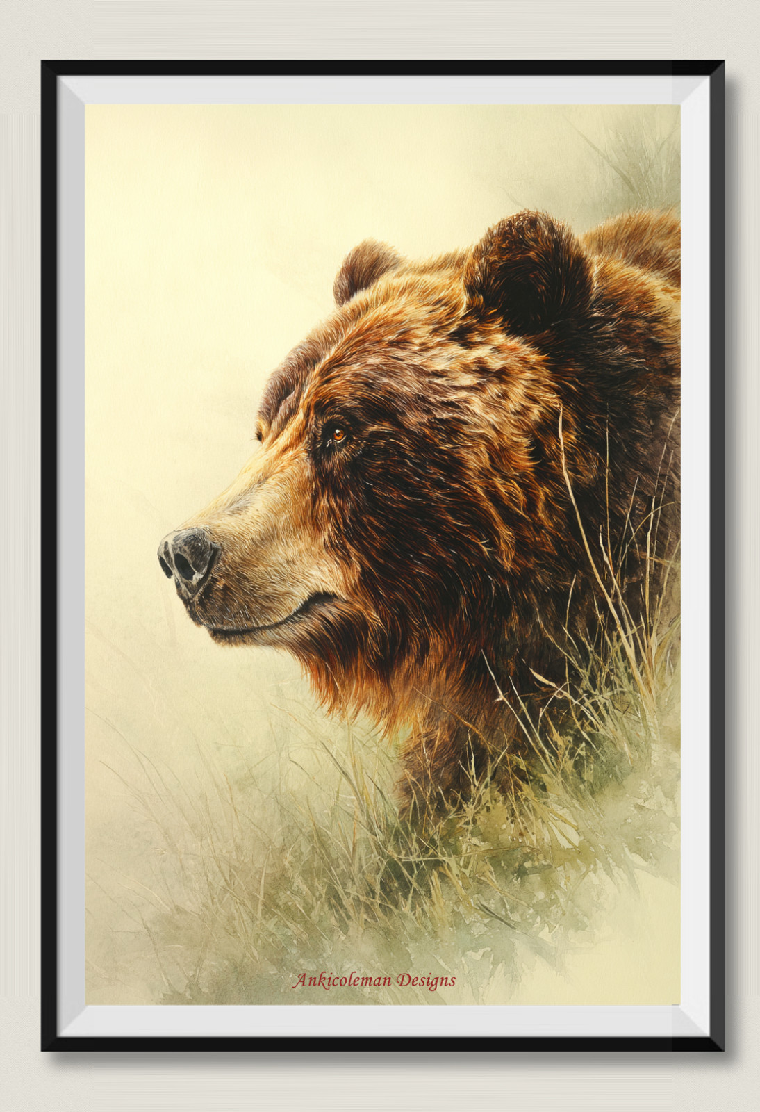 Grizzly Portrait - Chart Counted Cross Stitch Patterns Needlework DIY DMC Color
