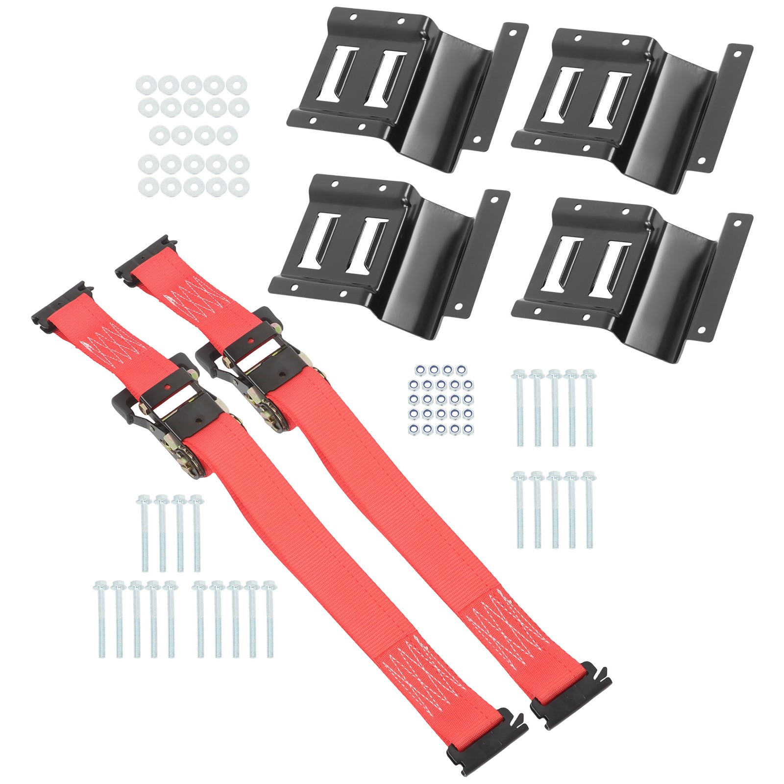 Red Wheel Chock Tie Down Kit Tire Ratchet Straps Wheel Chocks New E Track System