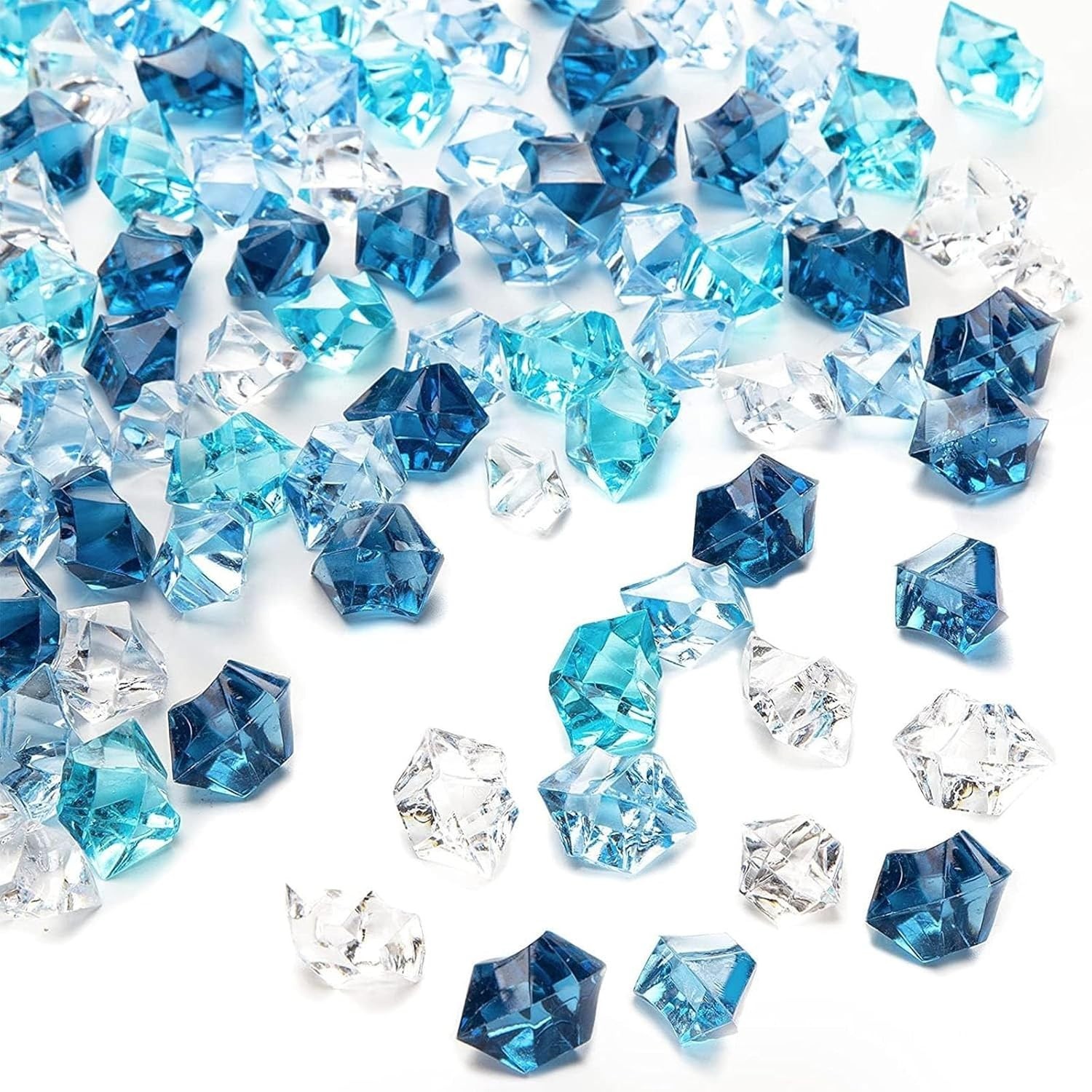 150 PCS Water-Resistant Blue Ice Rocks - Perfect for Vases, Aquariums and Crafts