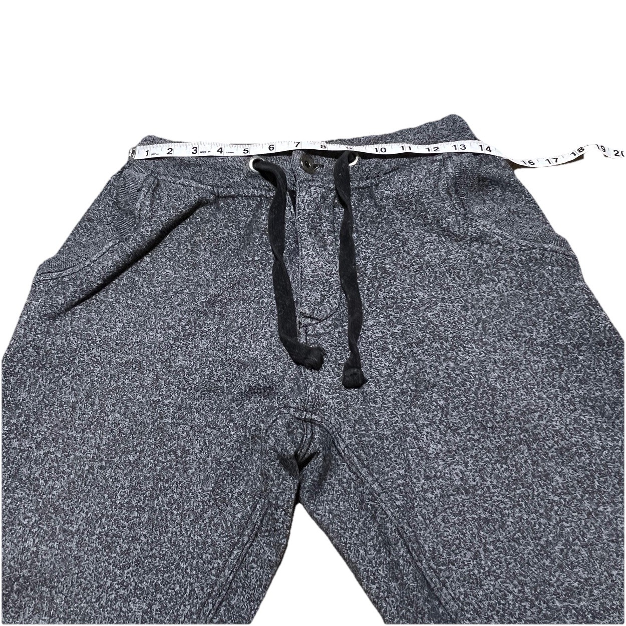 Free Planet Mens Jogger Sweatpants Black Speckle Button Zip Drawstring Size S