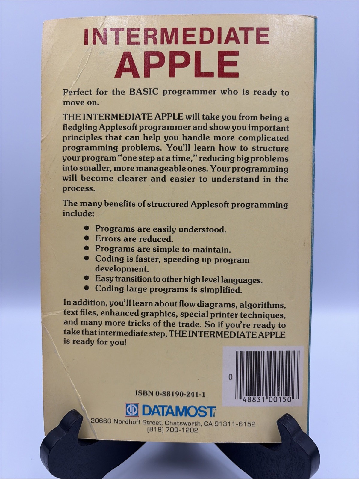 Intermediate Apple by Bill Parker 1984 for Basic Programmer Apple II Computer .