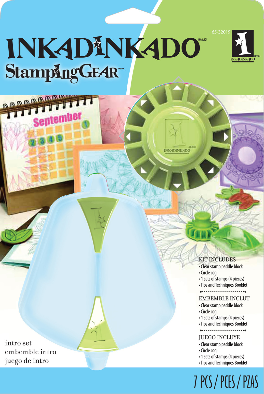 Intro Stamping Gear Kit with Unmounted Cling Rubber Stamp Set Inkadinkado New