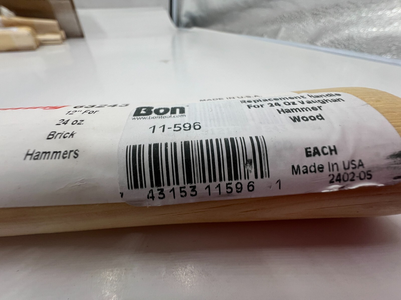 (QTY 2) Bon 11-596 VB E-Z Swing Handle 63243 for 24 Ounce Brick Hammer