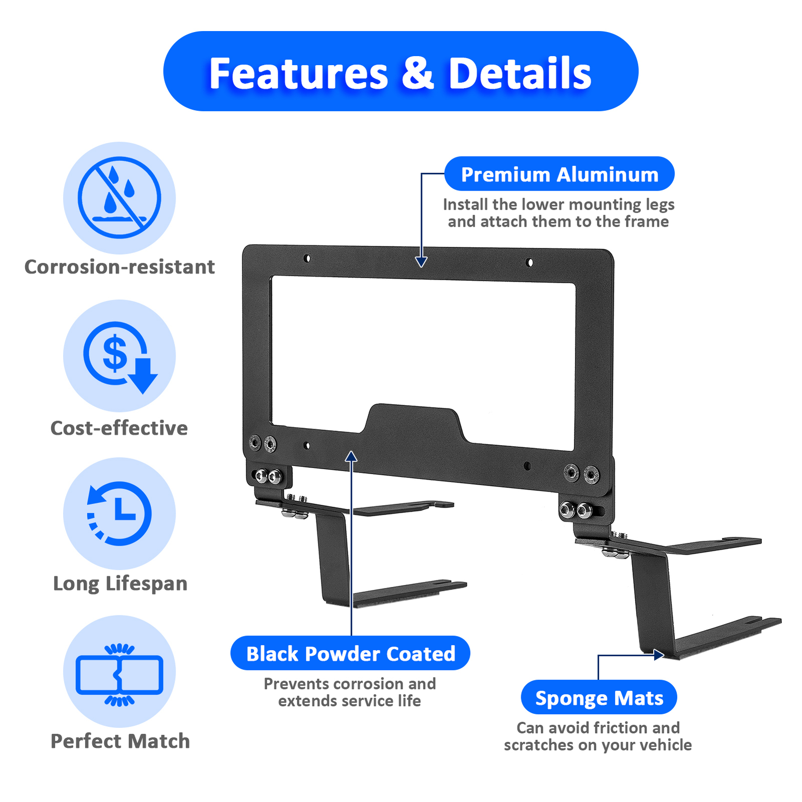 NO Drilling Front License Plate Mounting Holder For Tesla Model X 2016-2019 2020