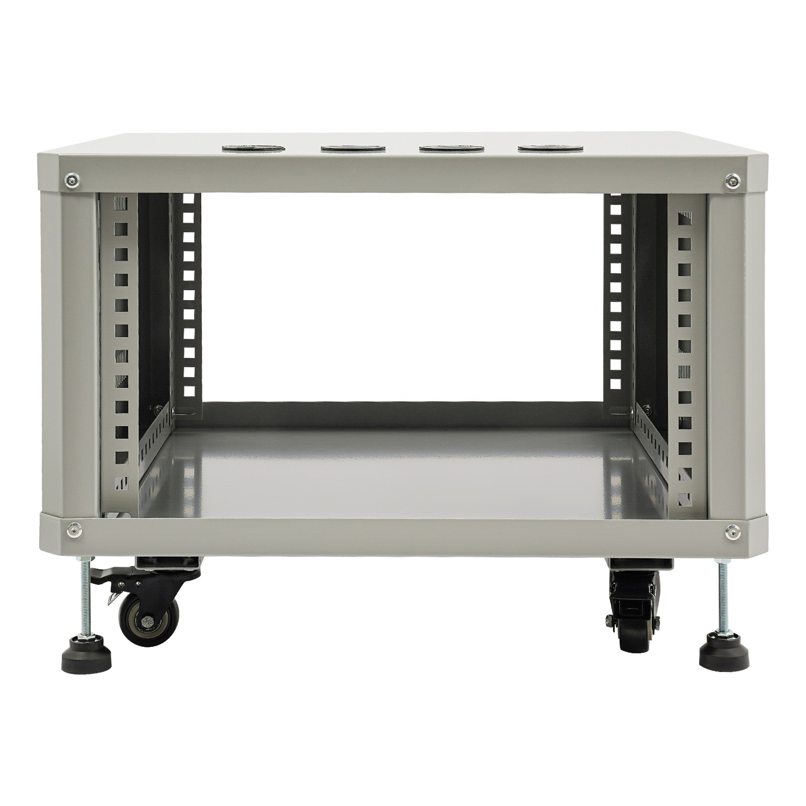 6U Stereo&Studio Rack w/ 4 Wheels, Rolling Network Cabinet Open Frame Rack