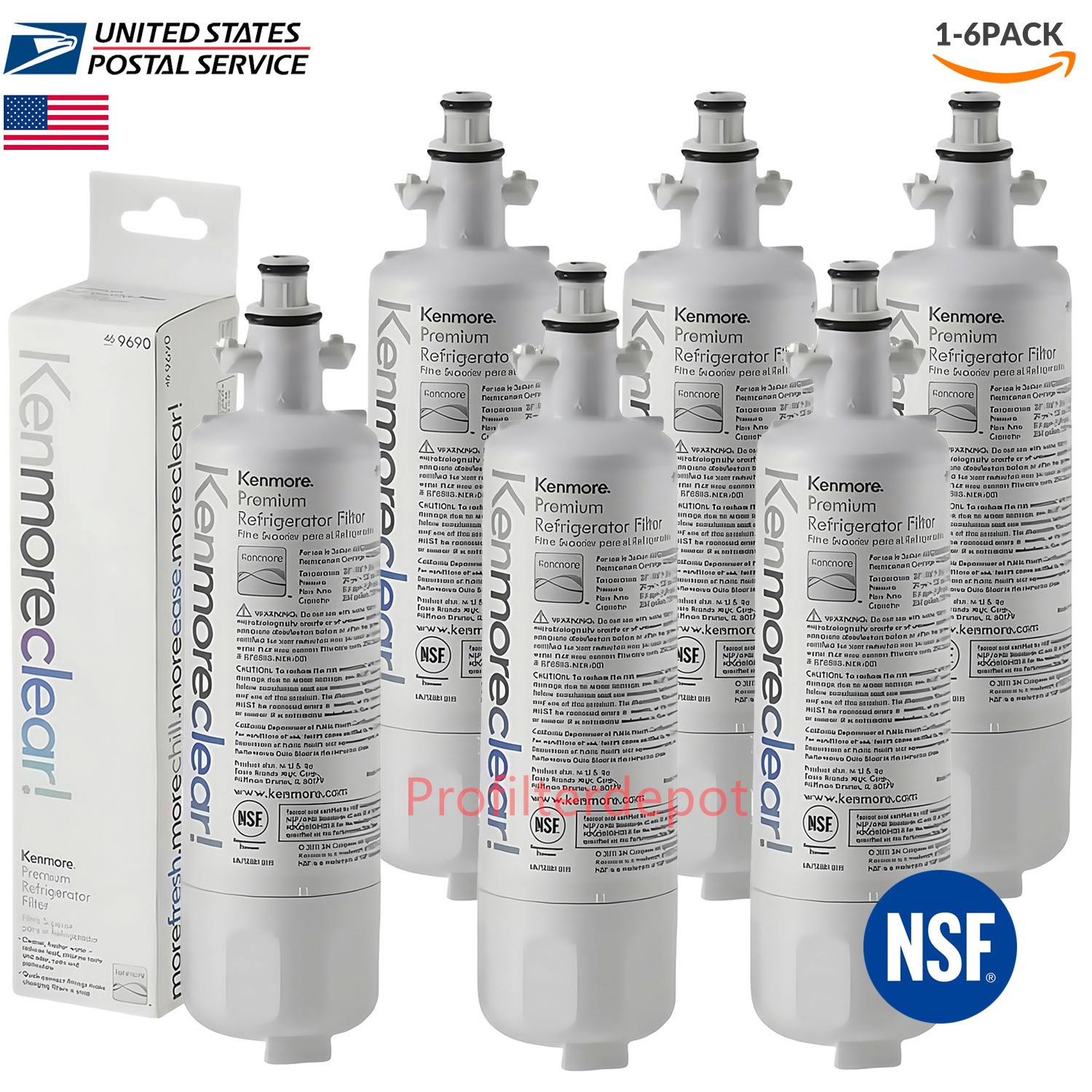 Kenmore 9690 469690 Filter 2/4/6Pack Fit LG LT700P ADQ36006101 LFXS29626S SEALED