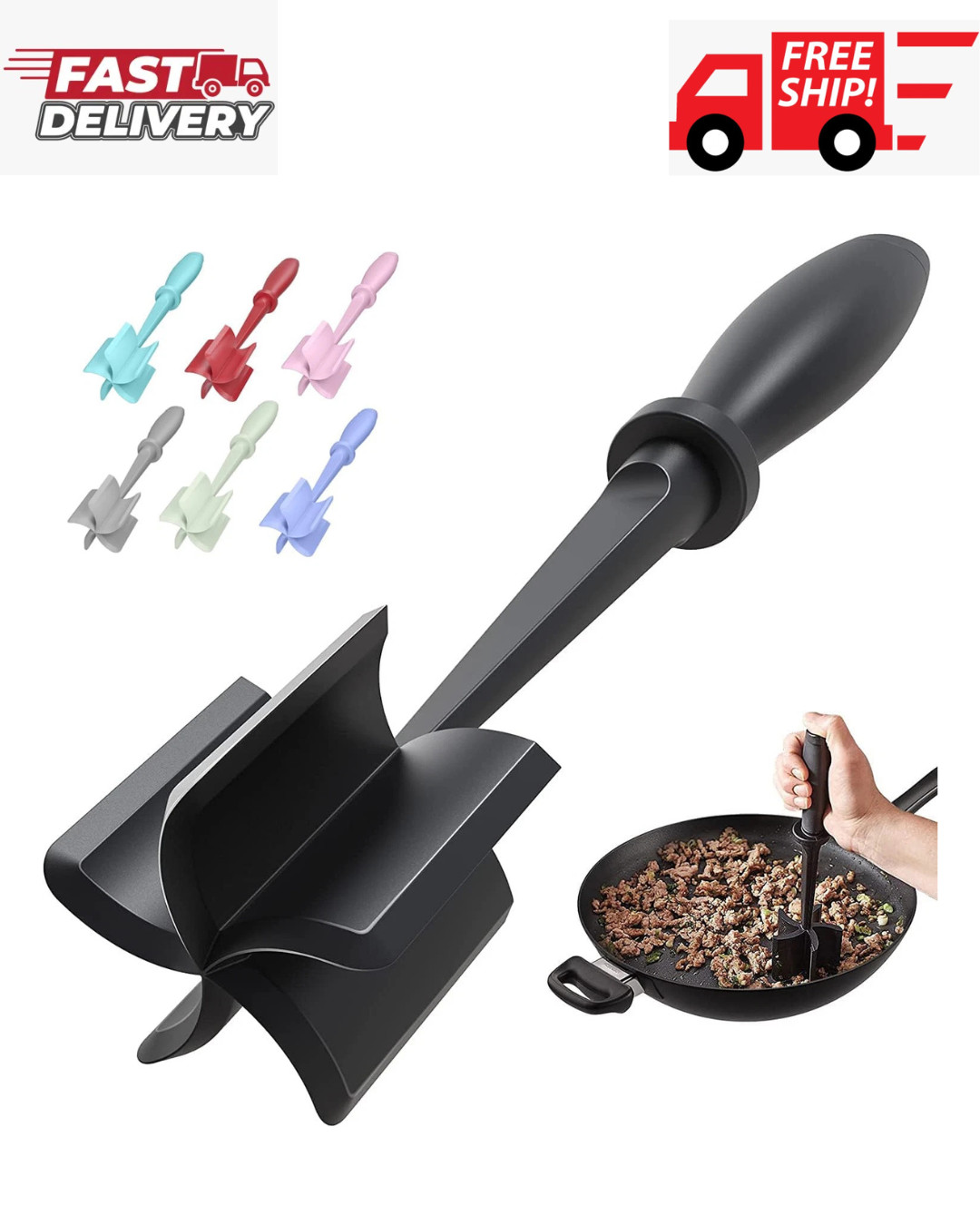 Meat Chopper Hamburger Grinder Premium Heat Resistant Smasher for Ground Beef