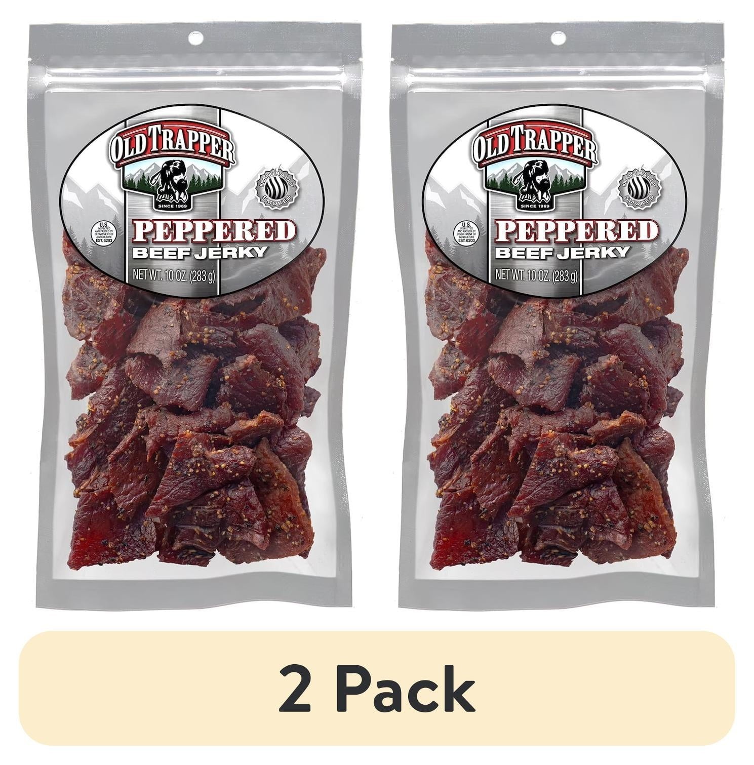 Old Trapper Peppered Beef Jerky 10oz Bag 2 Pack Resealable 2 Pack
