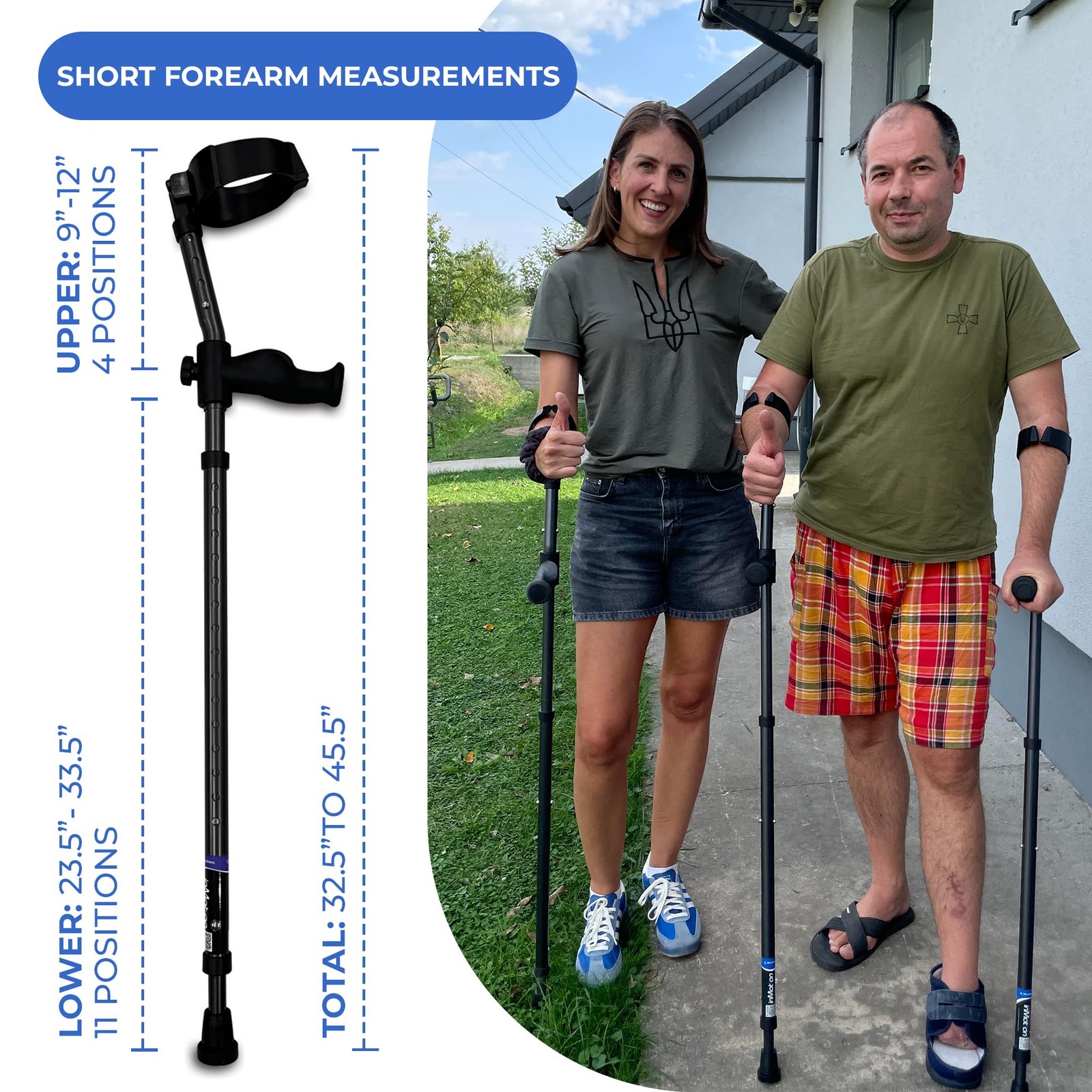 in-Motion Forearm Crutches | Spring Assist | Ergonomic Handles | Articulating Ti