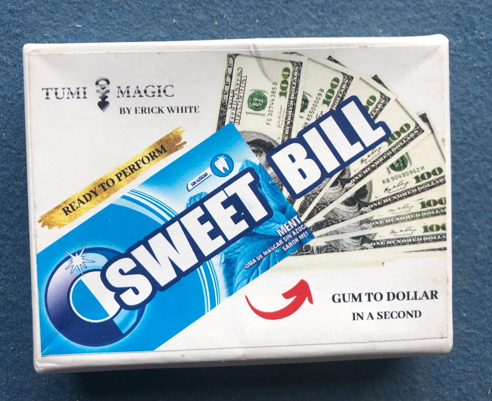 Magic Trick  Sweet Bill Pack of Gum INSTANTLY Changes To Currency Tumi New