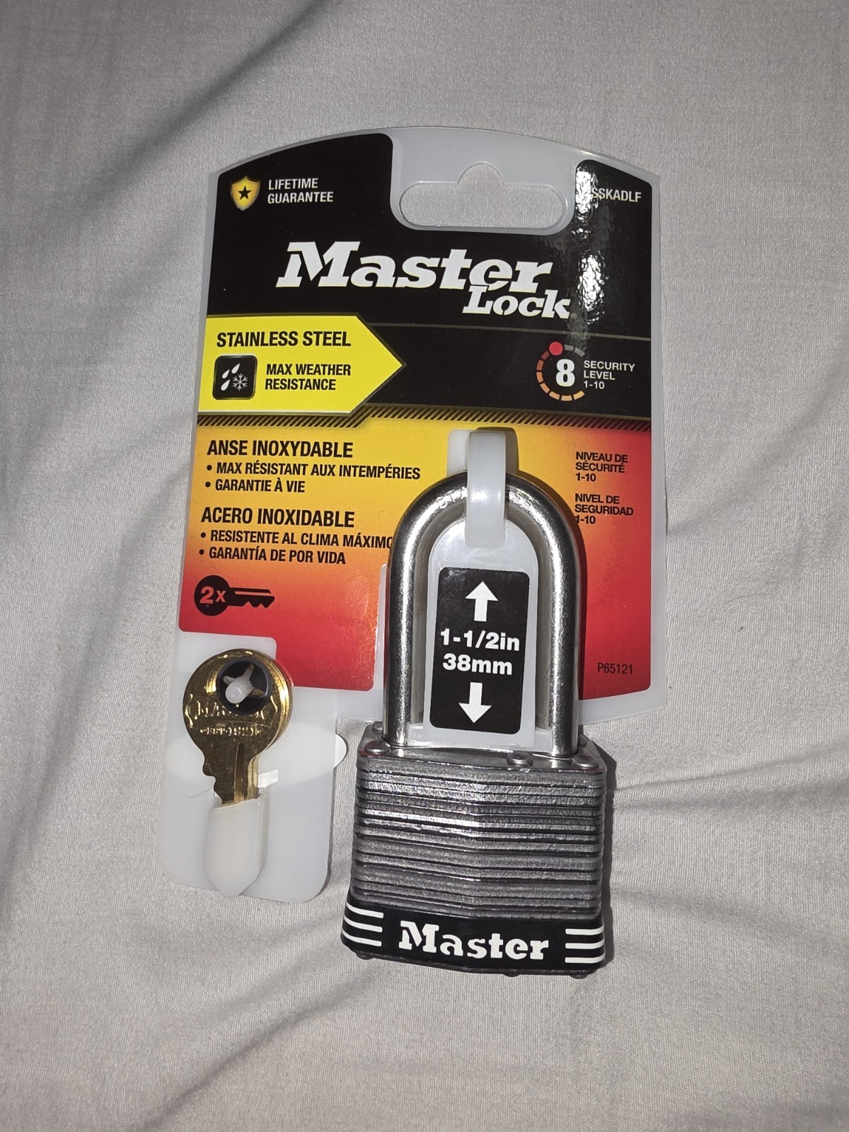 Master Lock Padlock, Laminated Stainless Steel Lock, 1-3/4 in. Wide, 1SSKADLF