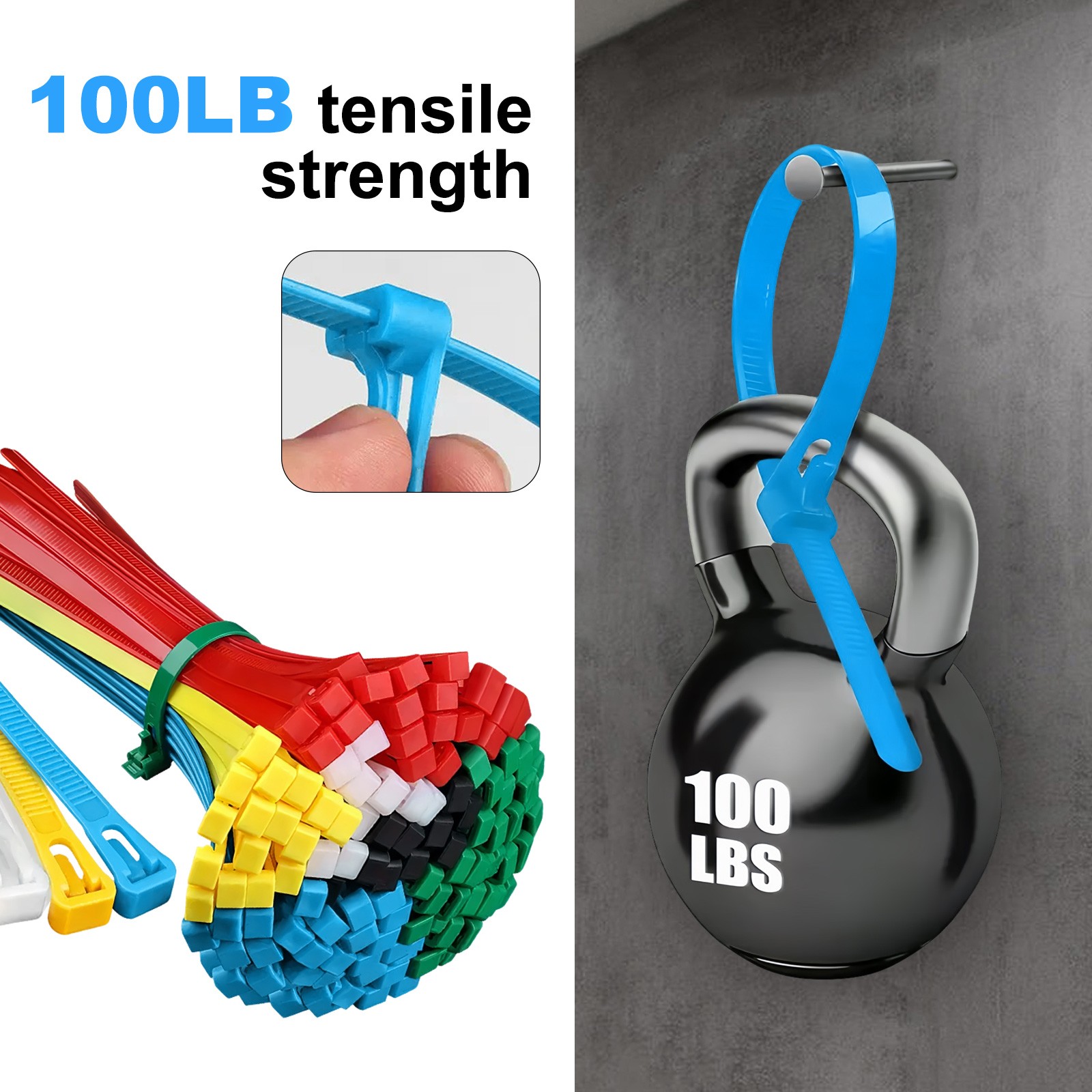 200PCS Reusable Cable Ties Multi-Color Adjustable Zip Straps for Home Office DIY