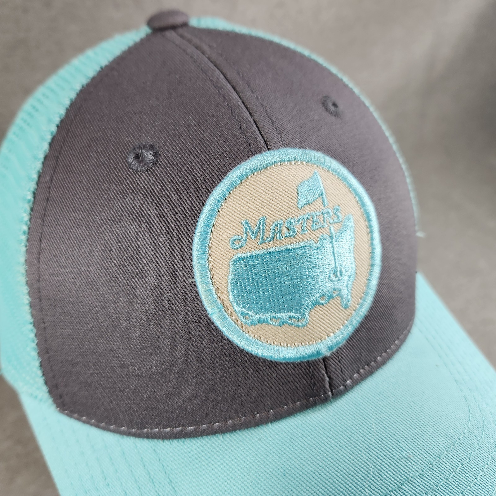 Masters American Needle Blue Logo Patch Mesh Trucker Snapback Cap Hat