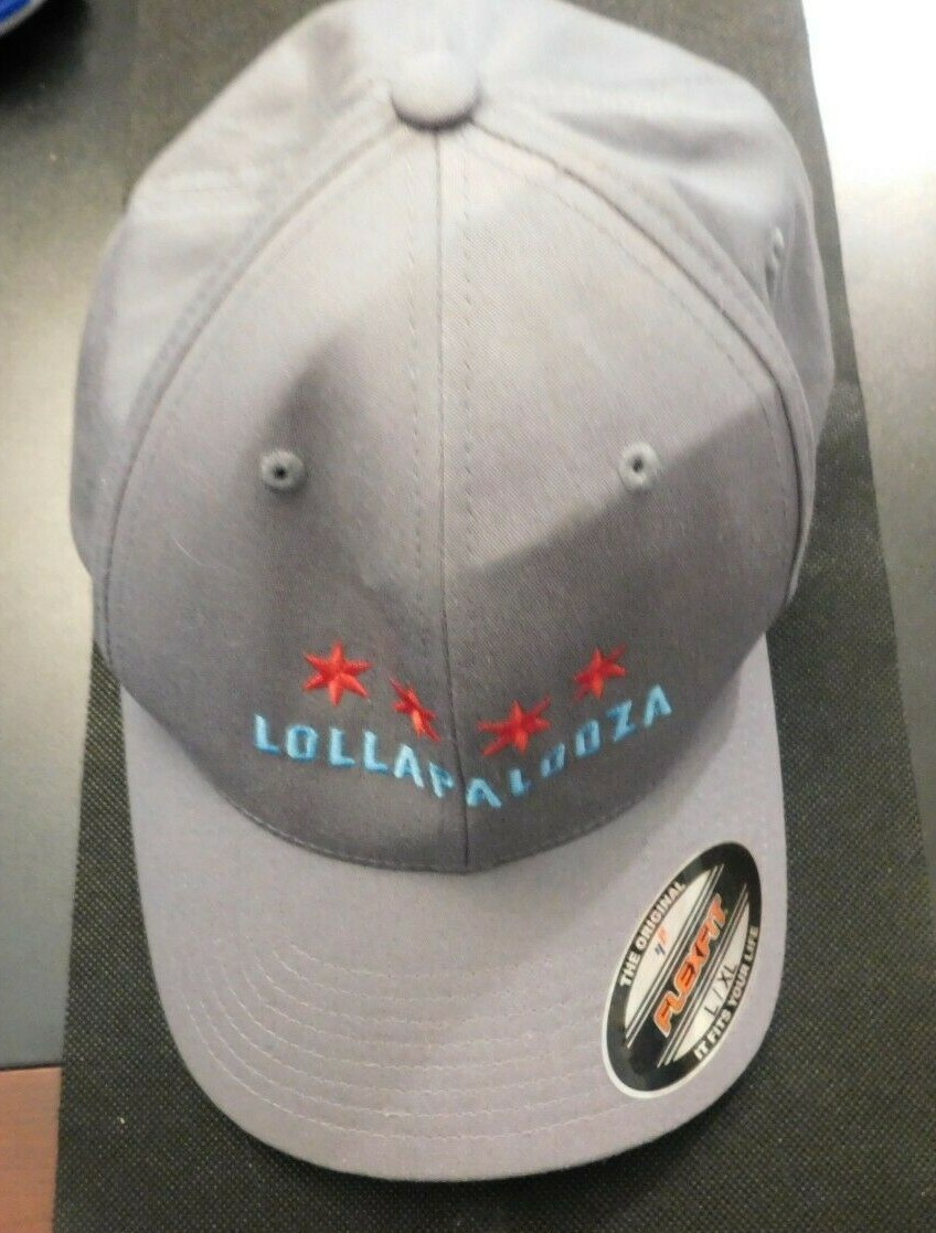 FLEX-FIT LOLLAPALOOZA RED STAR GRAY CAP! e926UXX