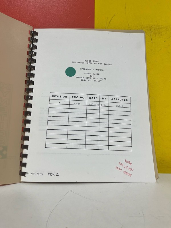 ELECTROGLAS 2001X System Operator's Manual and Setup Guide