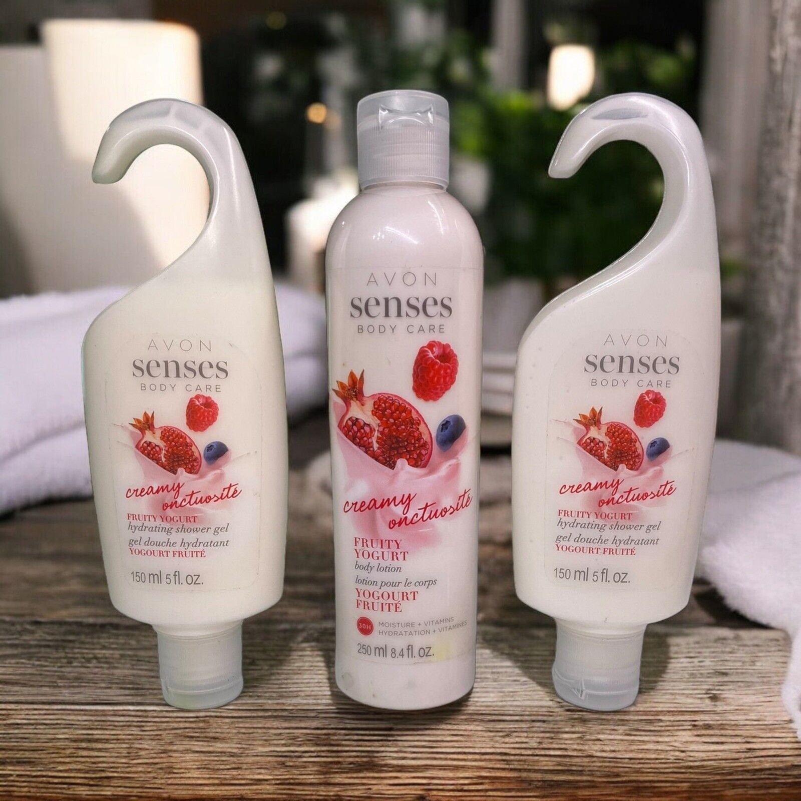 AVON SENSES Fruity Yogurt Hydrating 3-Pc Set (2) Shower Gel & (1) Body Lotion