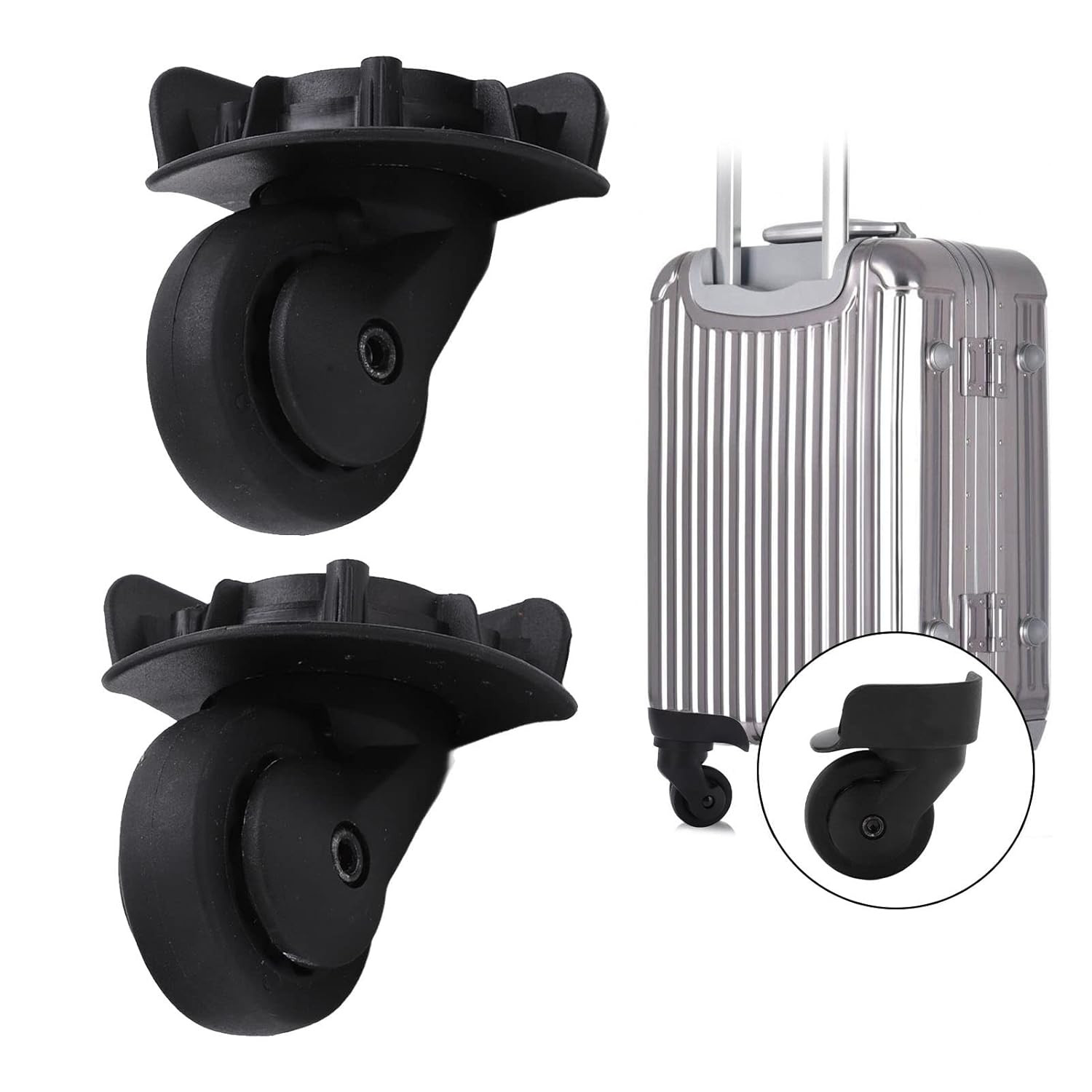 1 Pair Luggage Replacement Wheels - Durablee Suitcase Casters for Repair, Sil...