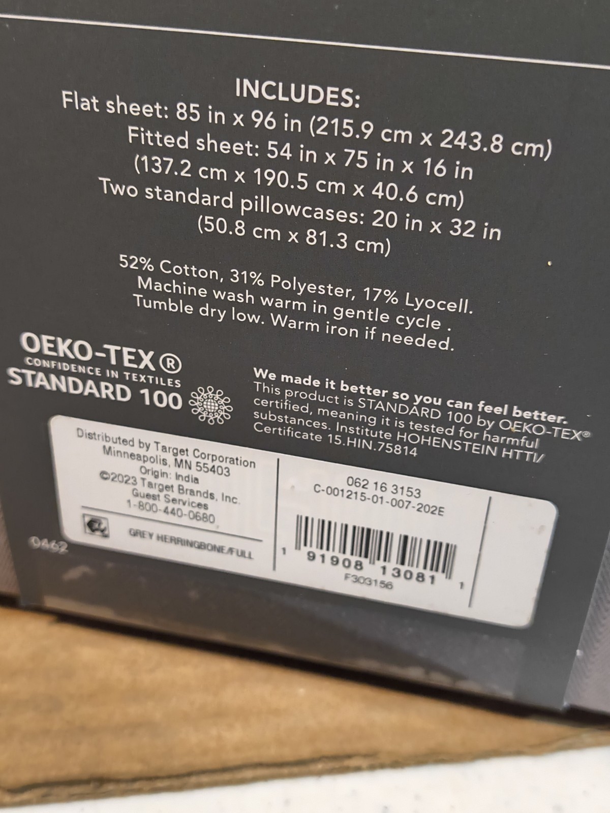 Threshold 500 Thread Count Gray Herringbone FULL Sheet Set (J)
