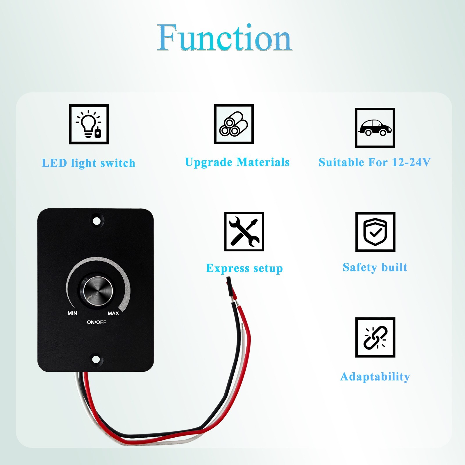 12V Dimmer Switch RV Works Light Dimmer PWM Dimming Switch Quick Installation
