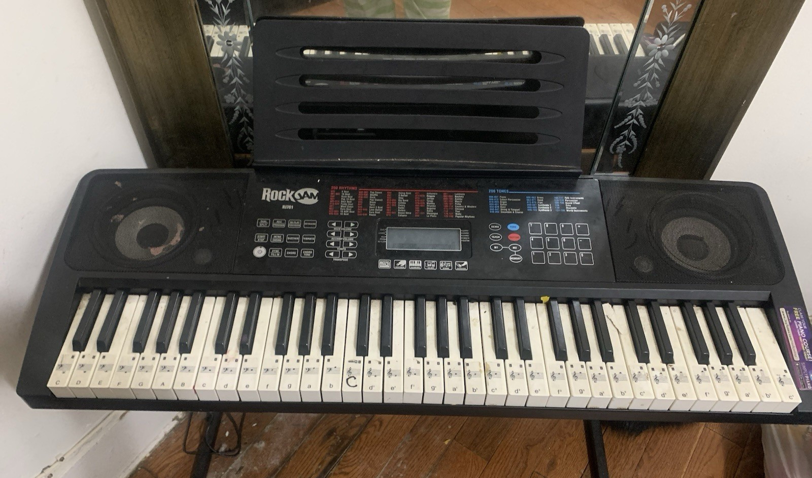 RockJam RJ561 61-Key Electronic Keyboard Black with Stand & Built-in Speaker