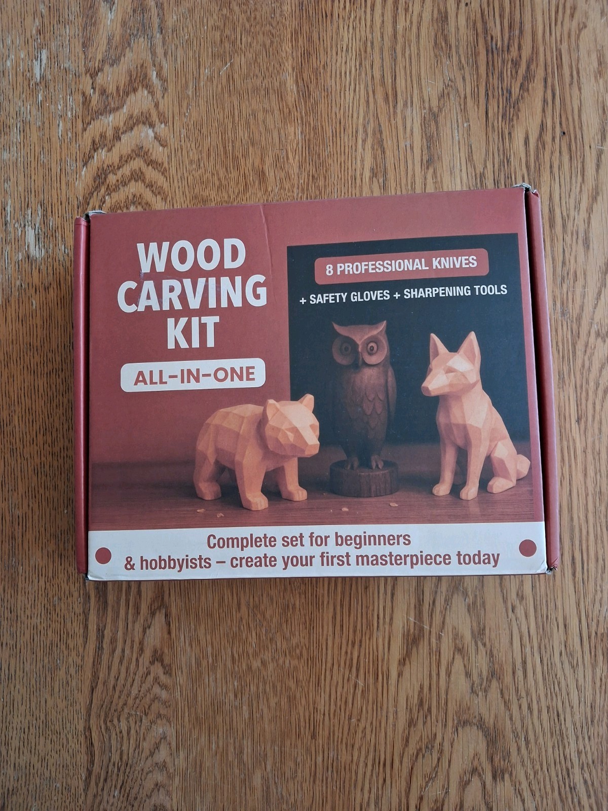 Wood Carving All-In-One Set with 8 Knives, Gloves, Sharpener