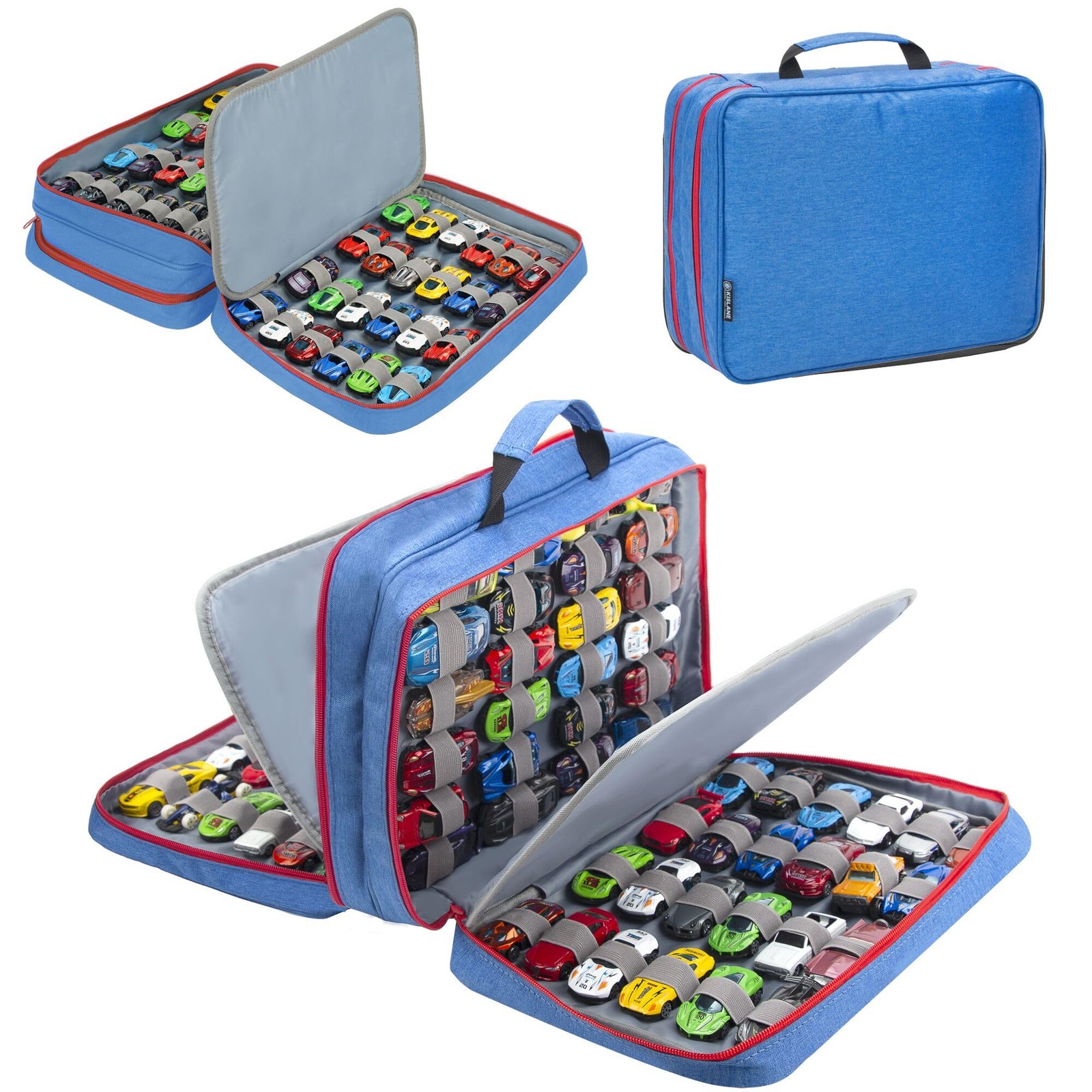 KISLANE 96 Toy Cars Storage Case Compatible 13.38 x 11.22 x 4.92 inches, Blue