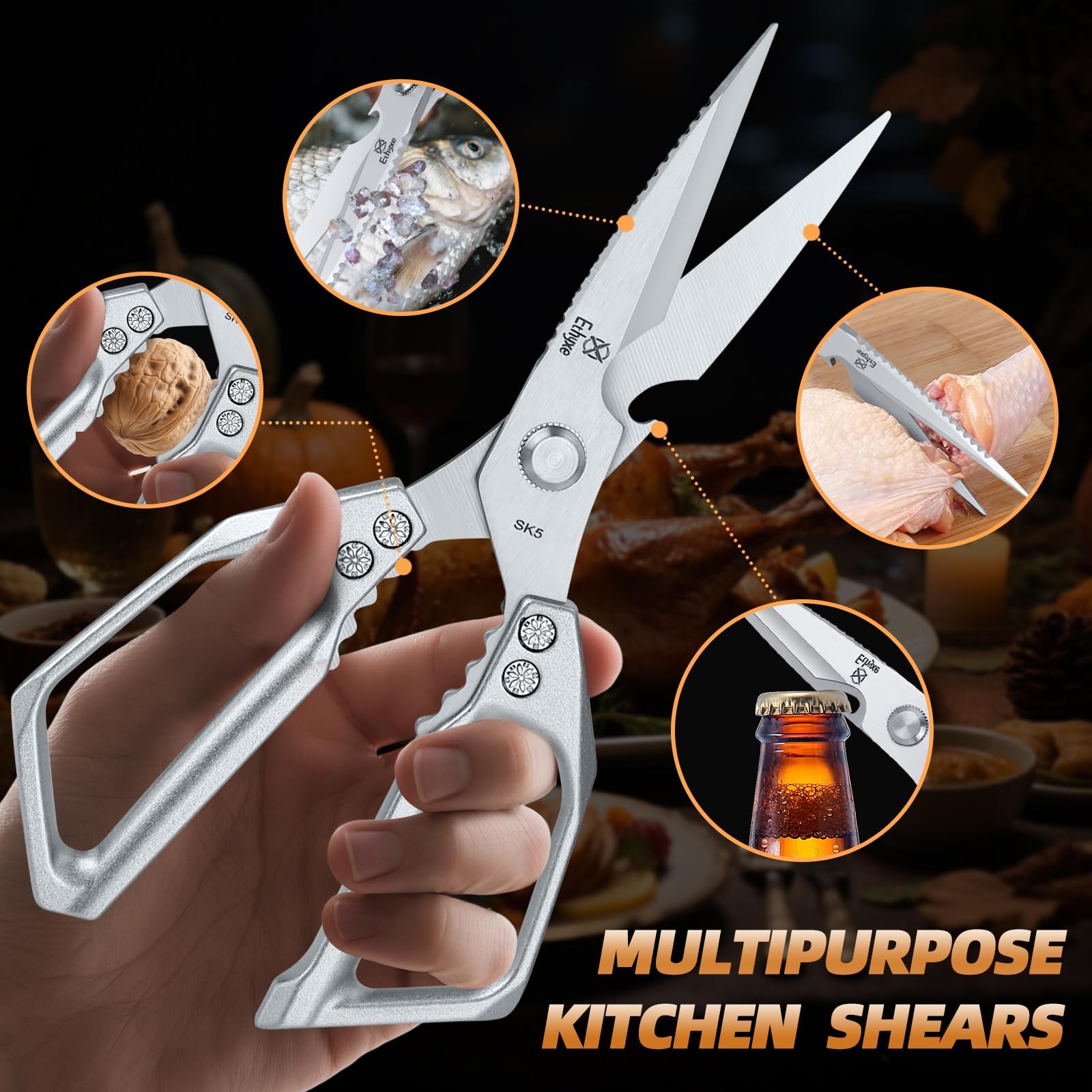 Kitchen Scissors All Purpose - Heavy Duty Poultry Shears, Ultra Sharp Japanes...