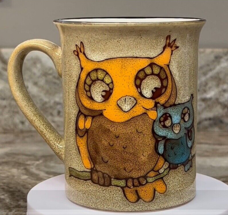 Large Coffee Mug Beige Owl. Mom And Baby. 16 Ounces. Pfalztgraff. New.
