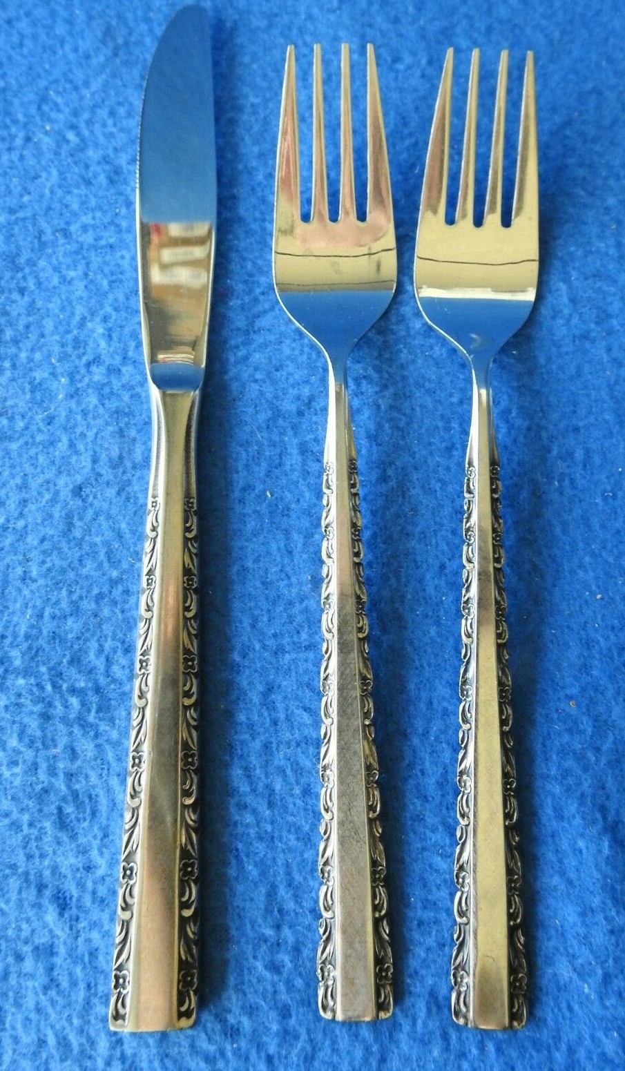 3 Japan Stainless Unknown Pattern 1 Knife and 2 Dinner Forks