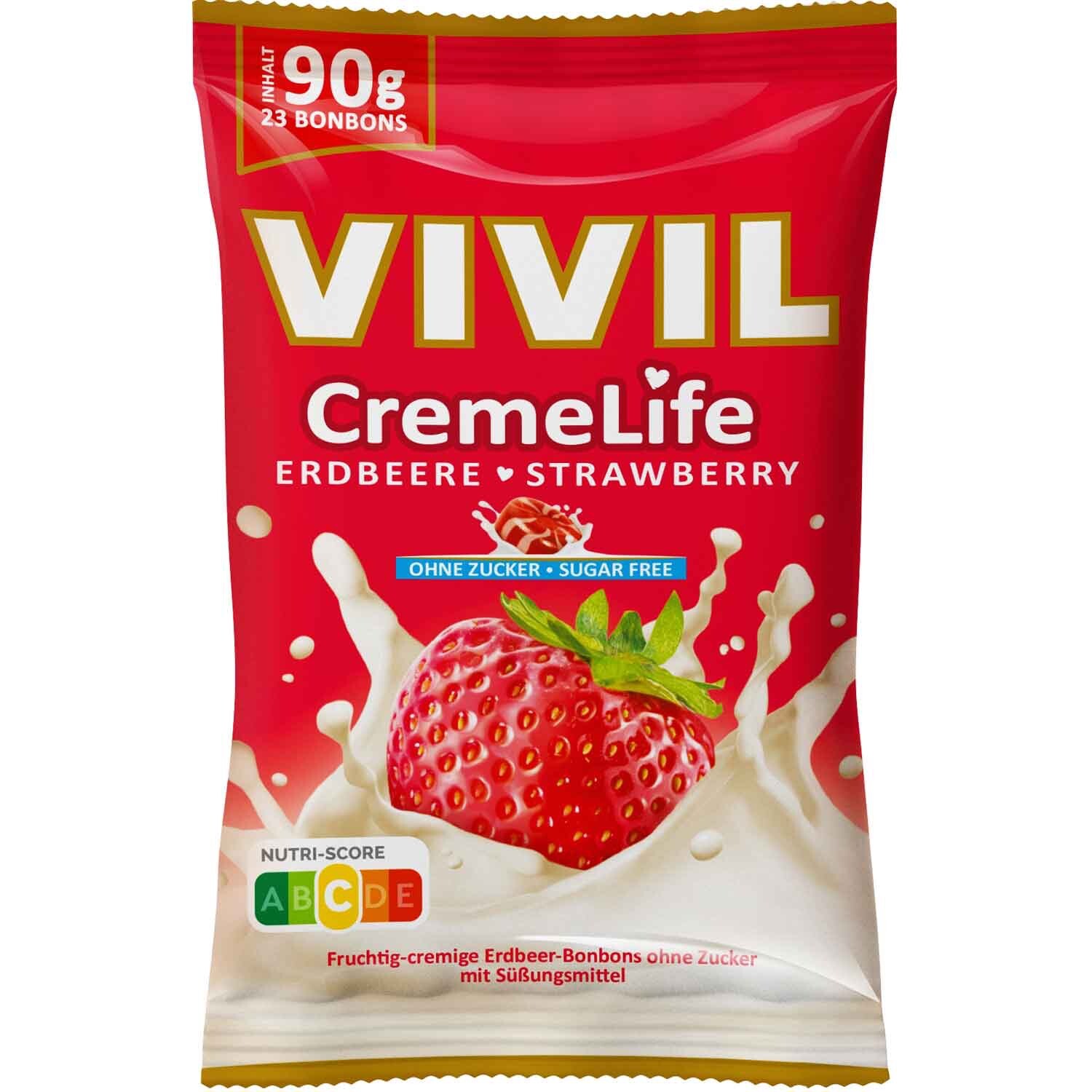VIVIL Creme Life hard candies: STRAWBERRY flavor 1 bag/90g  Sugar Free FREE SHIP
