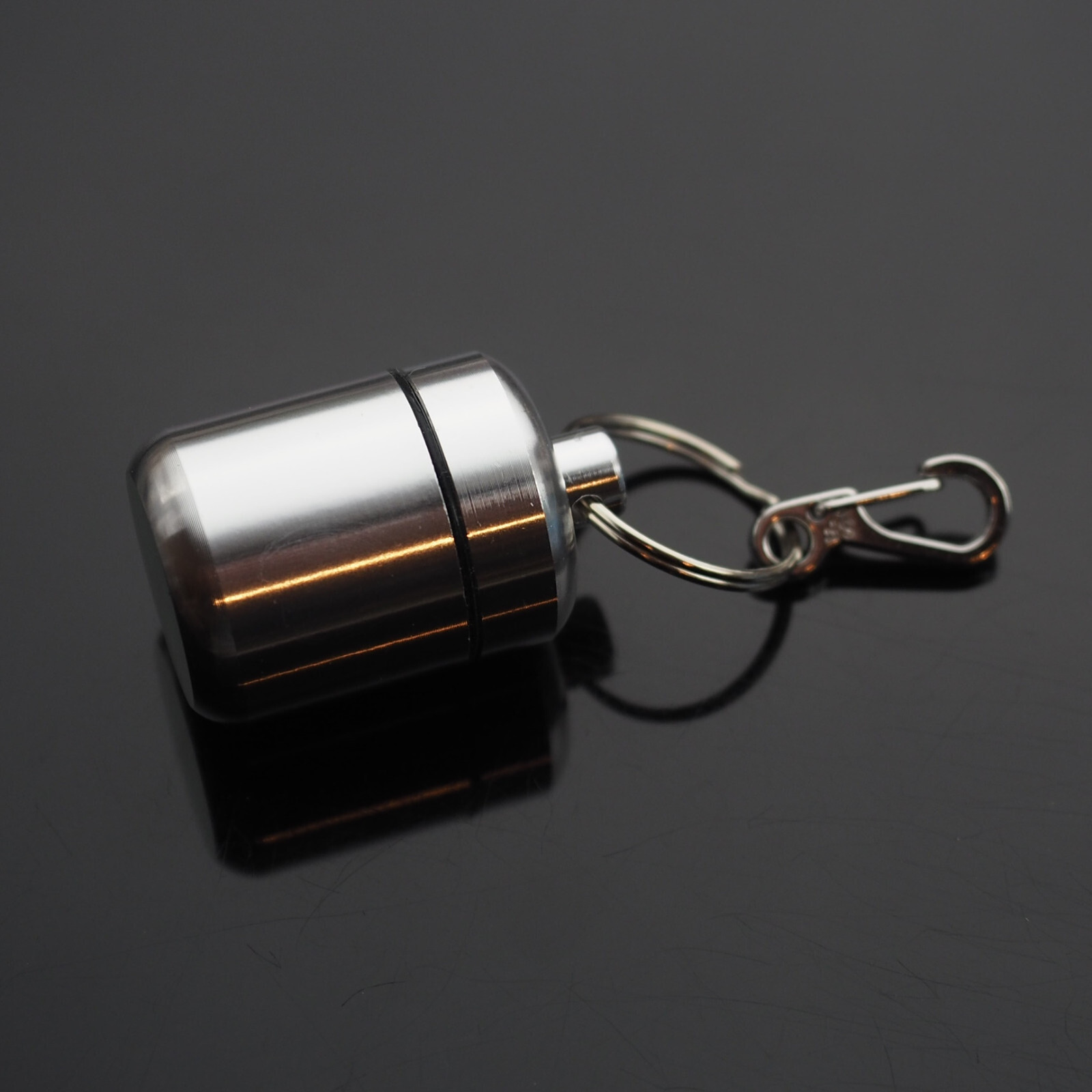 2 PCS Waterproof 1" Wide Pill Container Capsule Bottle Keychain & Clip - Silver