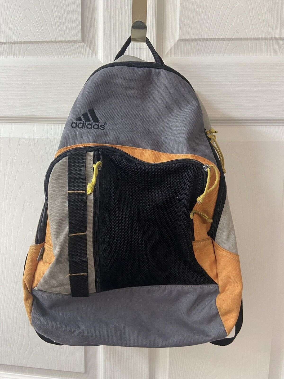 Adidas Large Back Pack Orange Black Gray Stained Shool Canvas