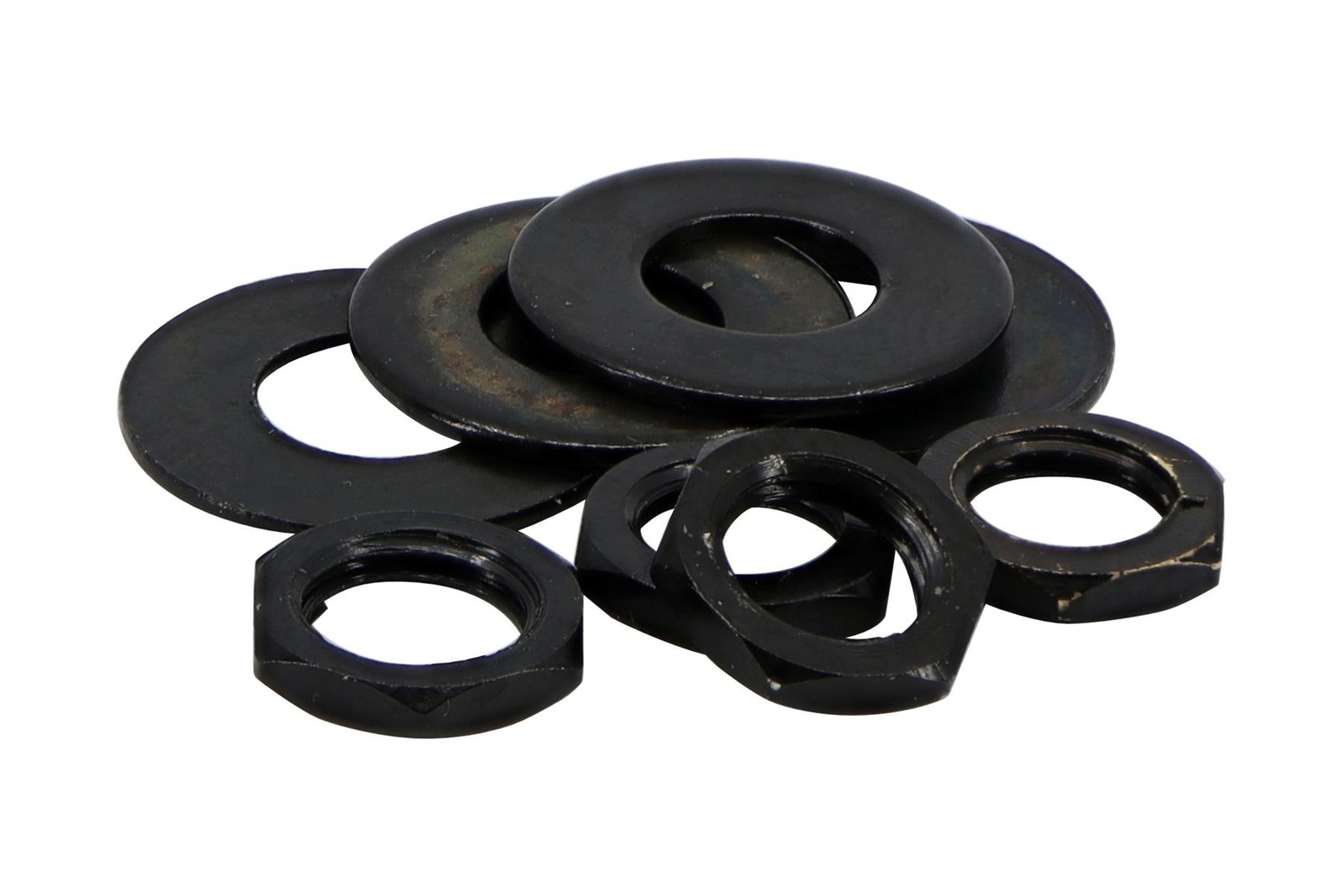 Mini Toggle Switch Nut and Washer for Guitars - Metric M6x.75 - Black - Set of 4