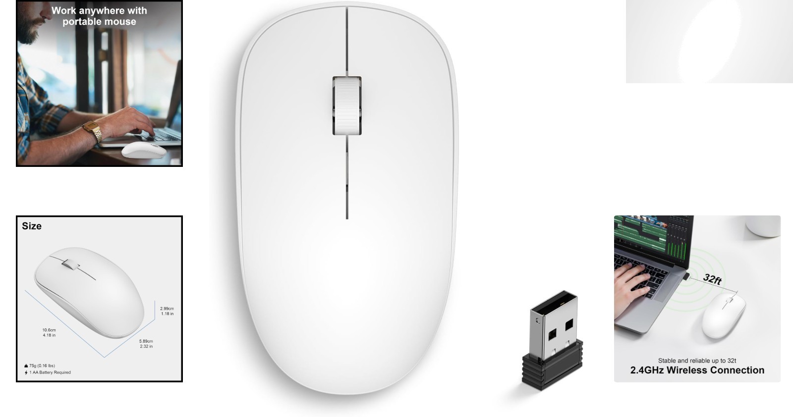 Quiet Optical Wireless Mouse with Long Battery Life - Ideal for Work & Study