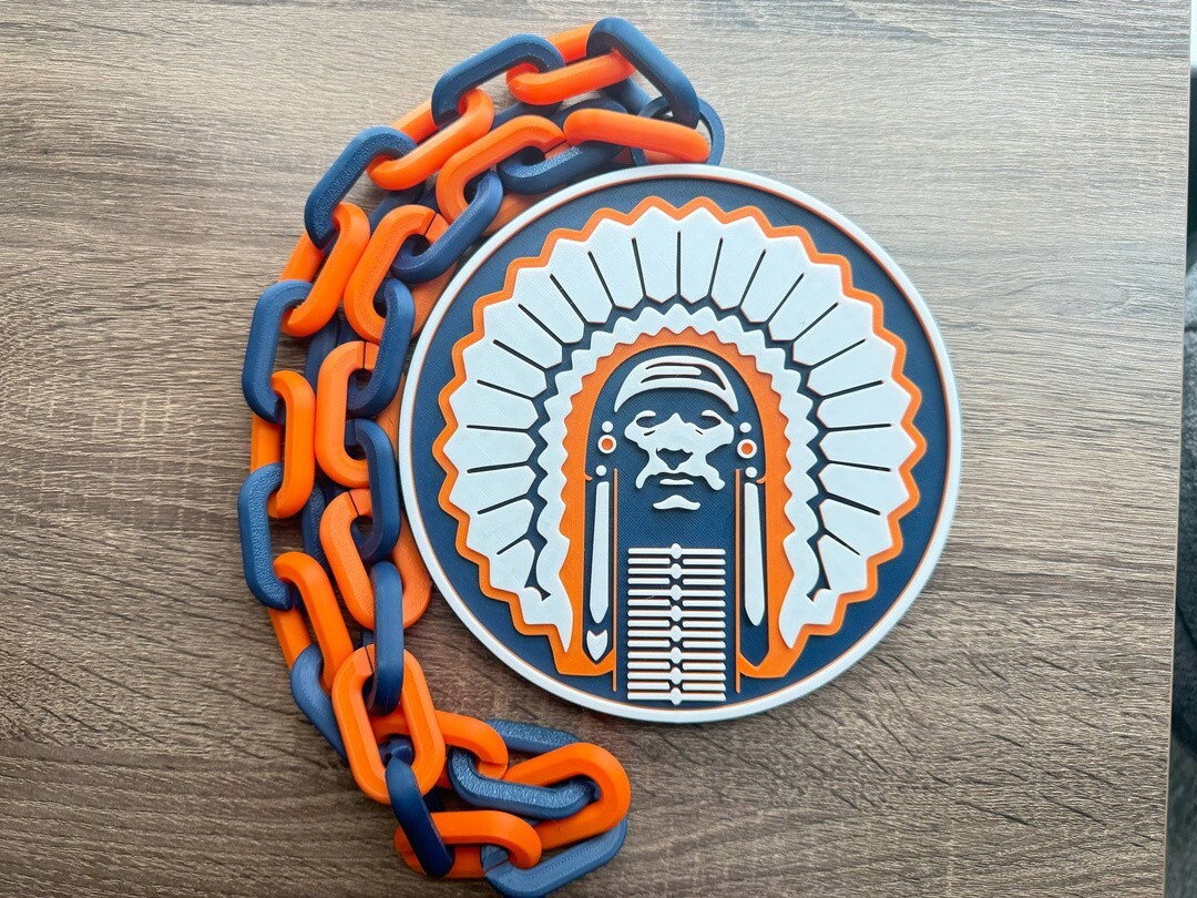 Illinois Fighting Illini V2 Oversized Logo Pendant Necklace – 3D Printed Chain