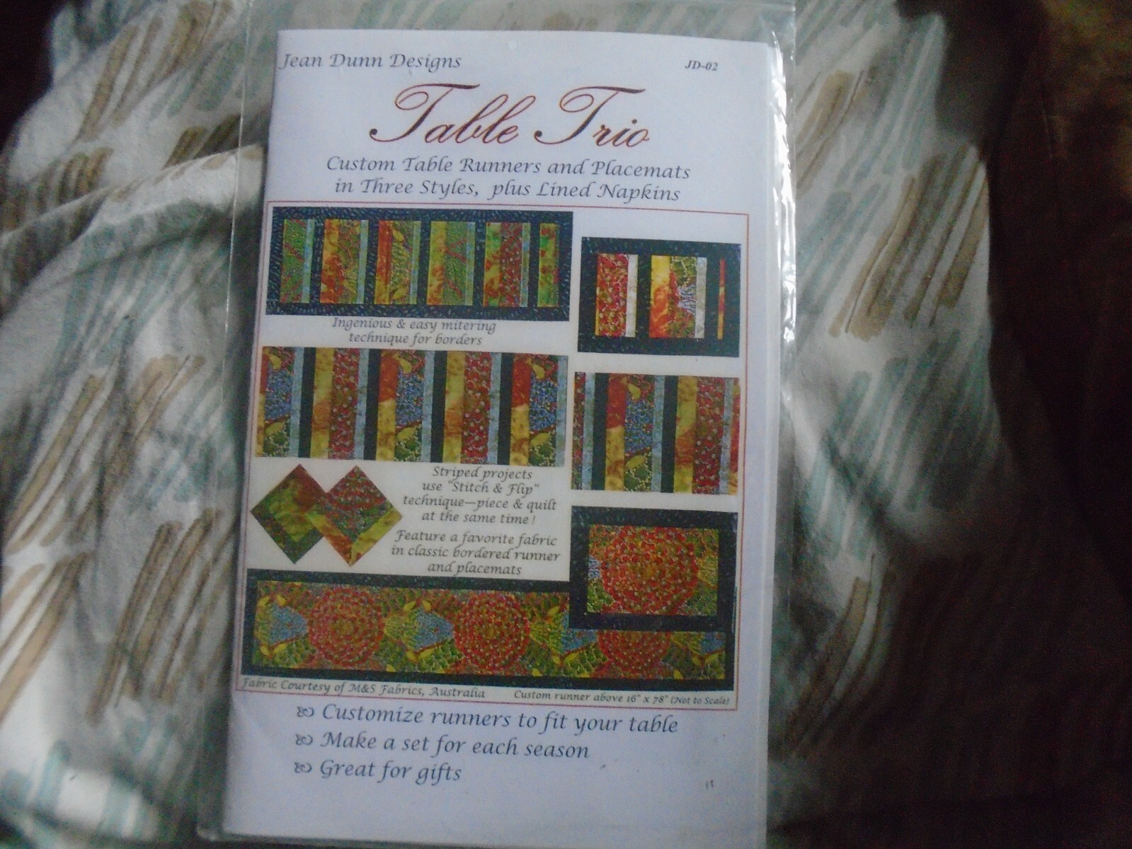 TABLE TRIO~Custom Table Runners & Placemats to Sew~3 Styles~Jean Dunn Designs