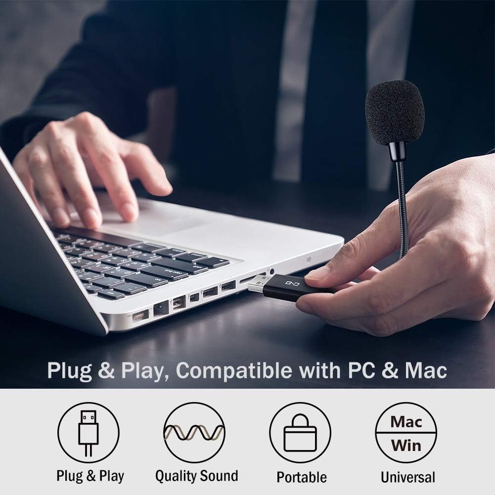 Omnidirectional Mini USB Microphone with Gooseneck for Effortless Online Classes