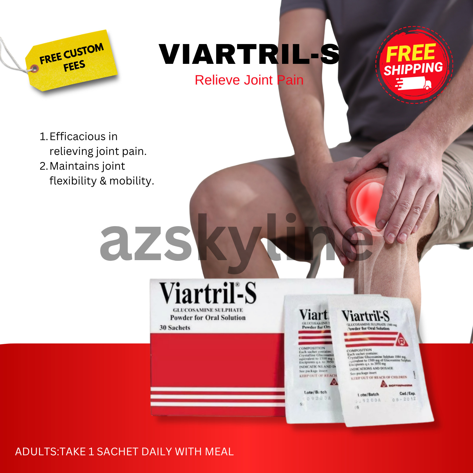 1 X Sachets Viartril-S Glucosamine 1500mg for Relieve Joint Pain Supplement